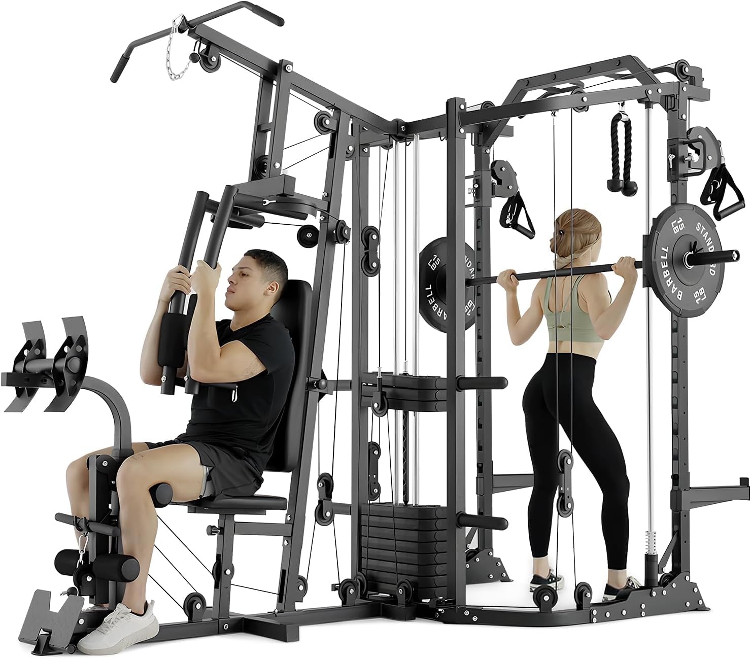 Home Gym Weights - Dual-Station SmithΔ Machine Power Cage, All-in-One