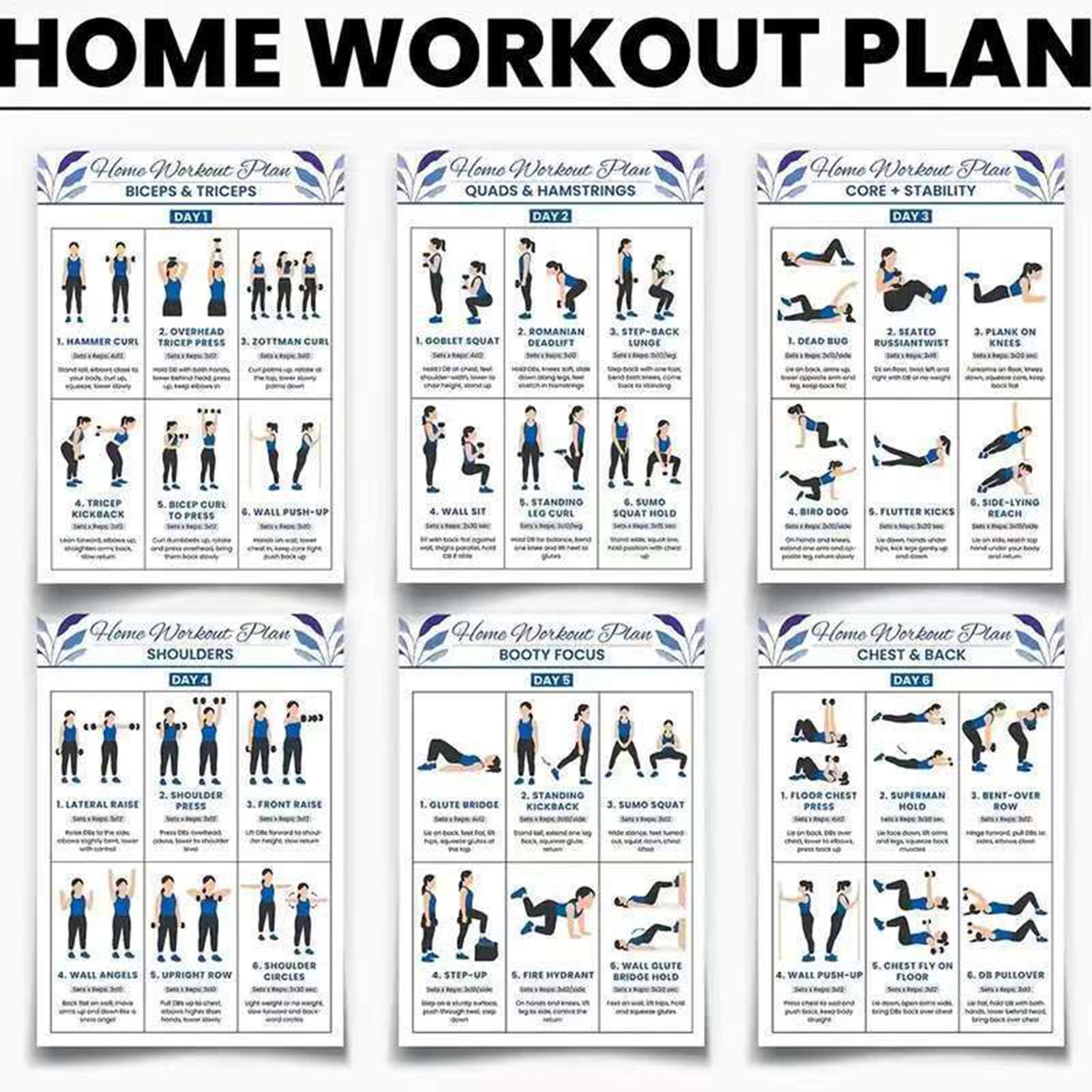 Workout Poster 6 Pieces Full B - Home Gym Guide review and price